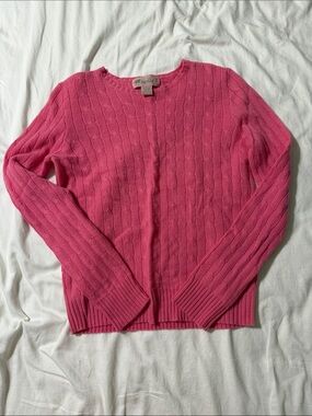 Molly B Hot Pink Cable Knit Cashmere Sweater